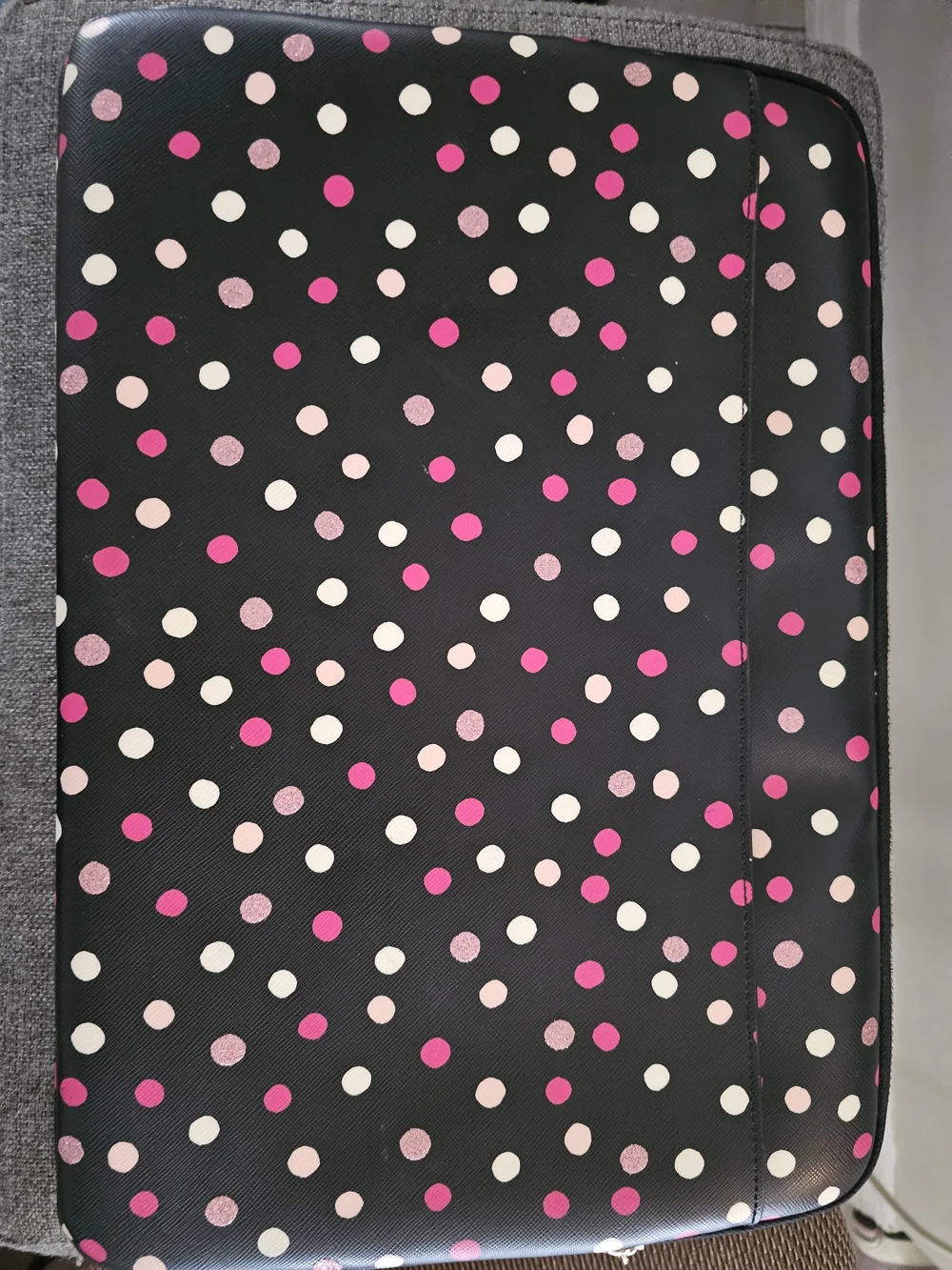 Kate Spade Black Pink Polka Dot Laptop Sleeve Zip Case